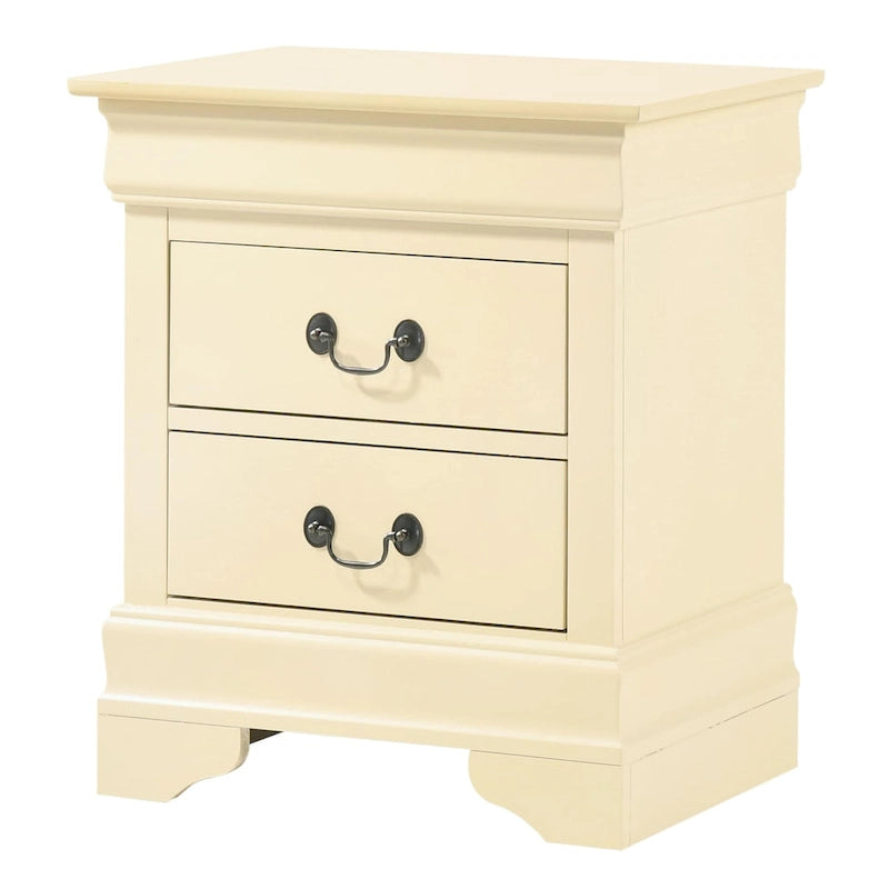 Comodino tradizionale Louis Philippe in legno con 2 cassetti