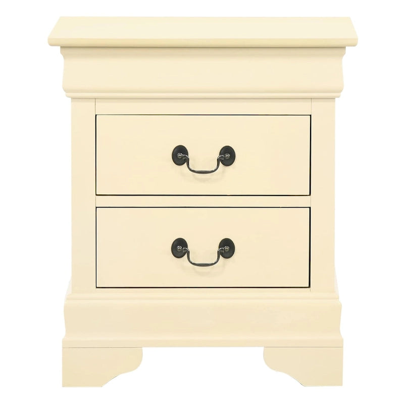 Comodino tradizionale Louis Philippe in legno con 2 cassetti
