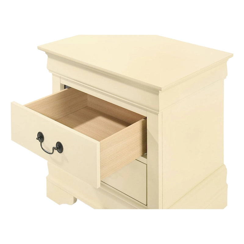 Comodino tradizionale Louis Philippe in legno con 2 cassetti