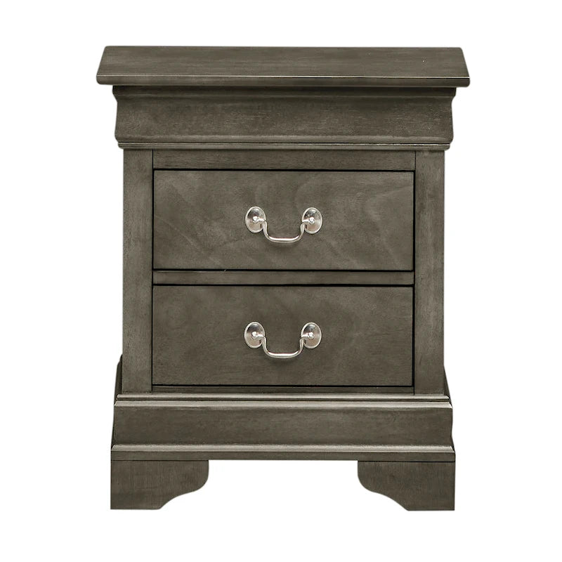 Comodino tradizionale Louis Philippe in legno con 2 cassetti