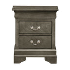 Comodino tradizionale Louis Philippe in legno con 2 cassetti