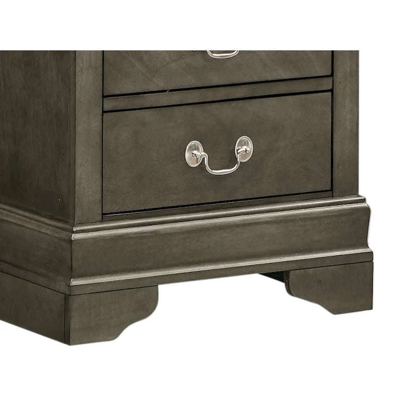 Comodino tradizionale Louis Philippe in legno con 2 cassetti