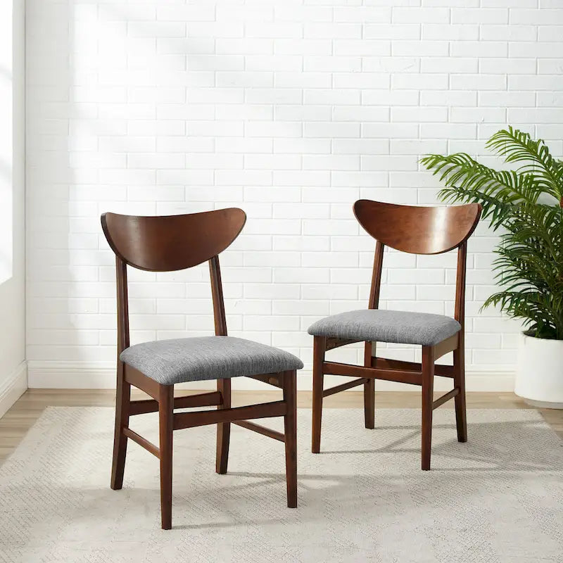 Set di 2 sedie da pranzo in legno con seduta imbottita - 33,25 H x 19,75 L x 19,75 P