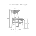 Set di 2 sedie da pranzo in legno con seduta imbottita - 33,25 H x 19,75 L x 19,75 P