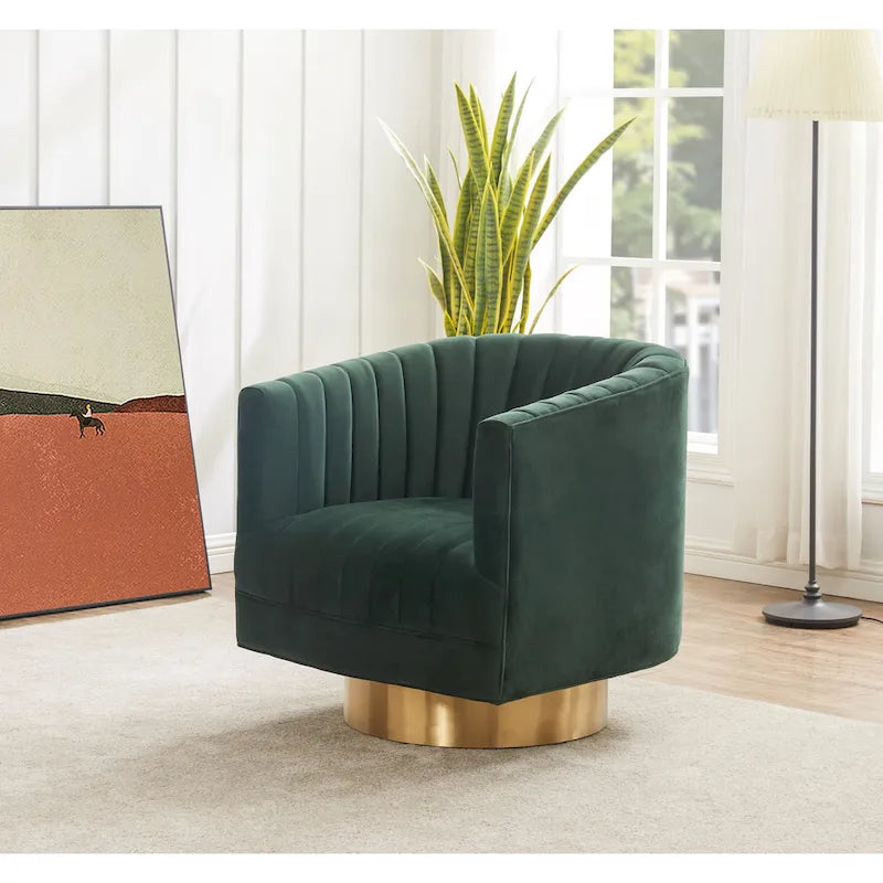   Couture Matejka Swivel Channel Tufted Barrel Chair - 28  W x 31  L x 30  H - 28Wx31Dx30H
