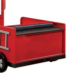 Letto singolo "Metal Fire Truck Design" con contenitore a scomparsa, Rosso e Nero