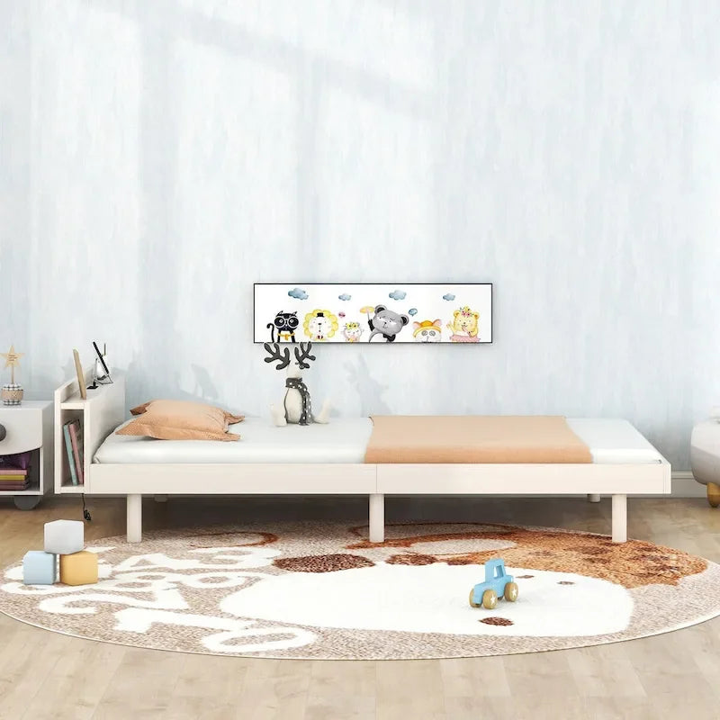 Struttura letto a piattaforma una piazza e mezza con porte USB