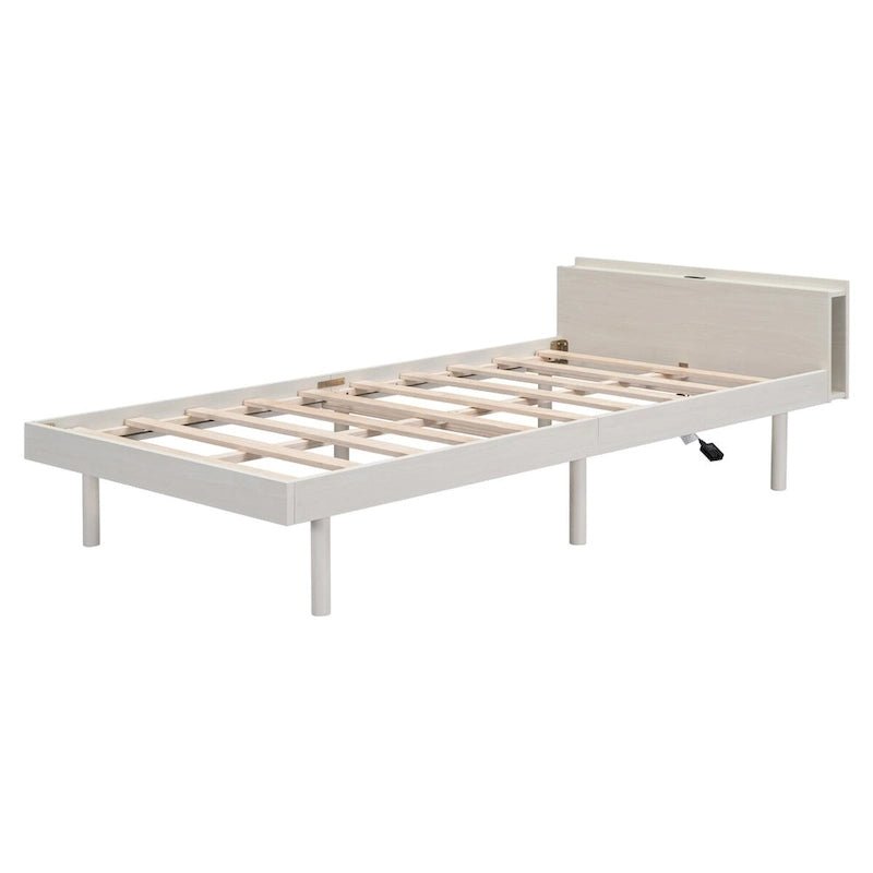 Struttura letto a piattaforma una piazza e mezza con porte USB