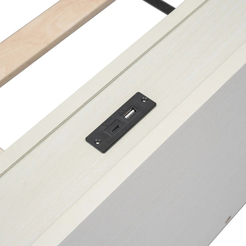 Struttura letto a piattaforma una piazza e mezza con porte USB