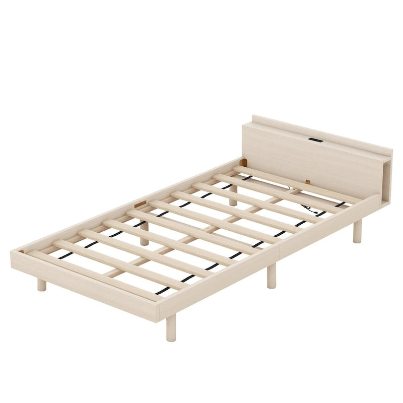 Struttura letto a piattaforma una piazza e mezza con porte USB