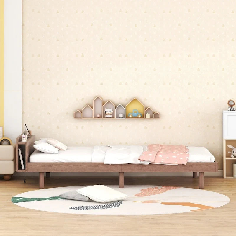 Struttura letto a piattaforma una piazza e mezza con porte USB