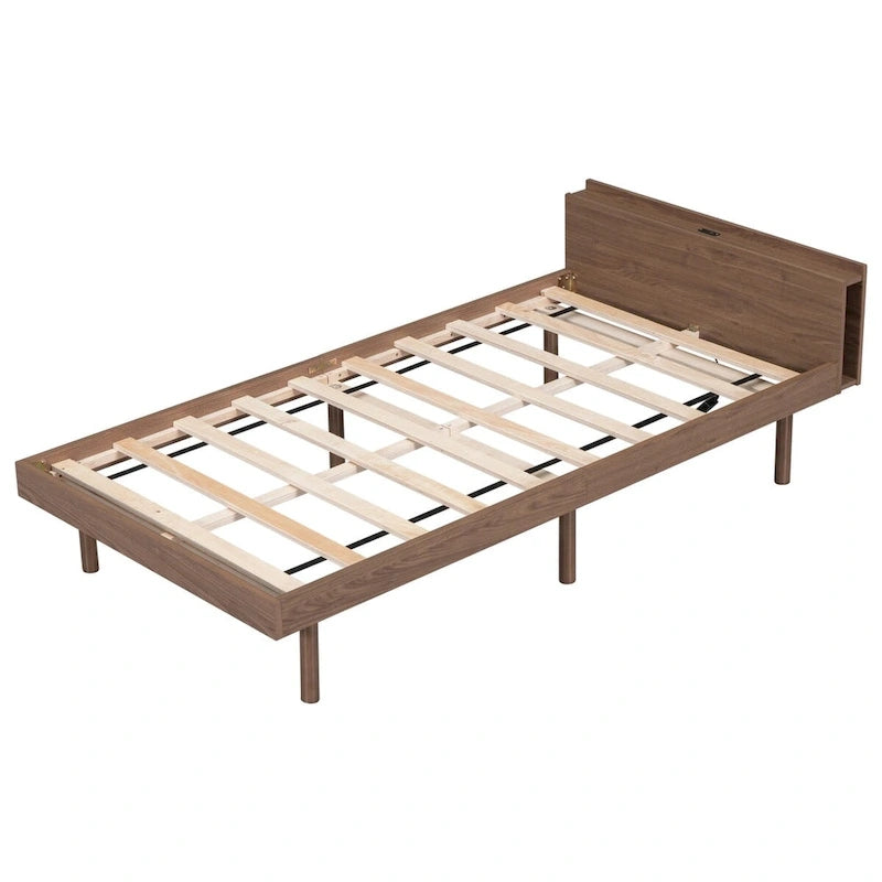 Struttura letto a piattaforma una piazza e mezza con porte USB