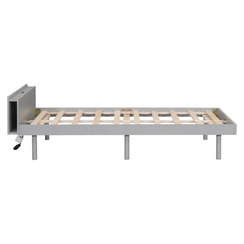 Struttura letto a piattaforma una piazza e mezza con porte USB
