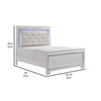Letto matrimoniale moderno, testiera trapuntata in cristallo retroilluminata a LED, bianca