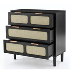 Cassettiera Moderna In Rattan Con Cassetti Ampi E Maniglie In Metallo