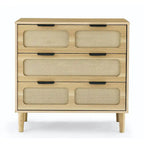 Cassettiera Moderna In Rattan Con Cassetti Ampi E Maniglie In Metallo