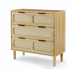 Cassettiera Moderna In Rattan Con Cassetti Ampi E Maniglie In Metallo
