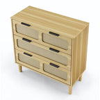 Cassettiera Moderna In Rattan Con Cassetti Ampi E Maniglie In Metallo