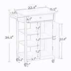 Carrello da cucina bianco con portasciugamani