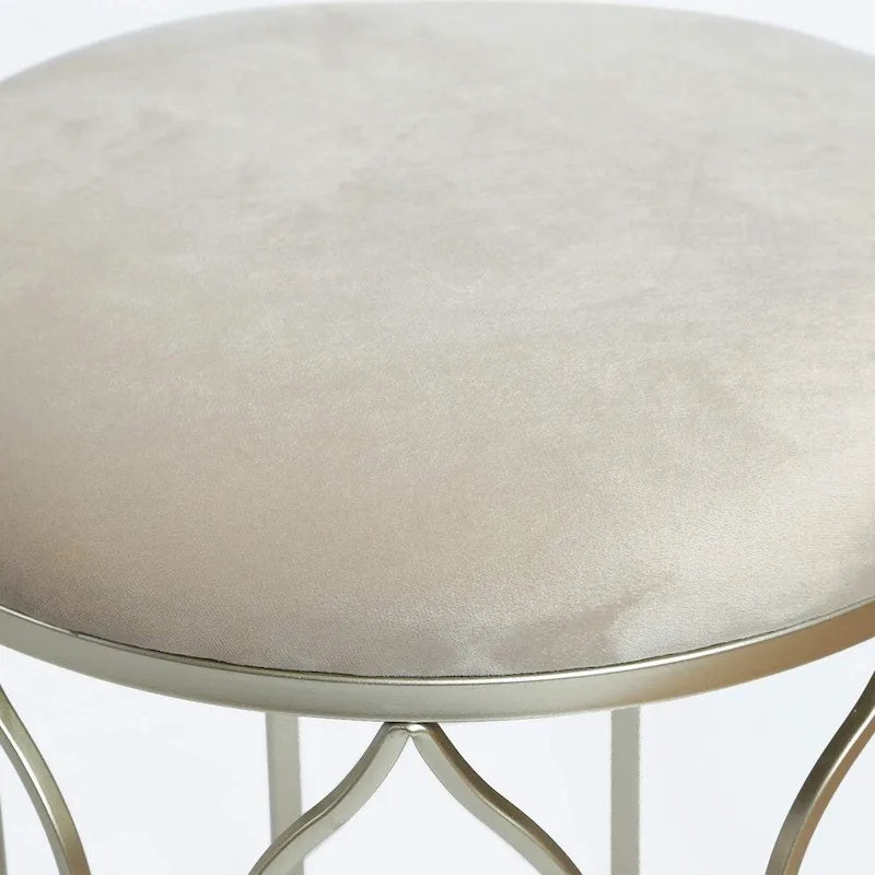 Poggiapiedi rotondo impilabile, gambe in acciaio, altezza 43 cm, set di 2 pouf e pouf contenitore, grigio chiaro.