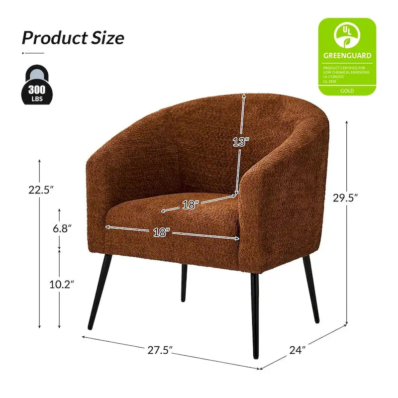 Poltrona moderna con braccioli in tessuto a schienale arrotondato e gambe in metallo, due sedie per set.