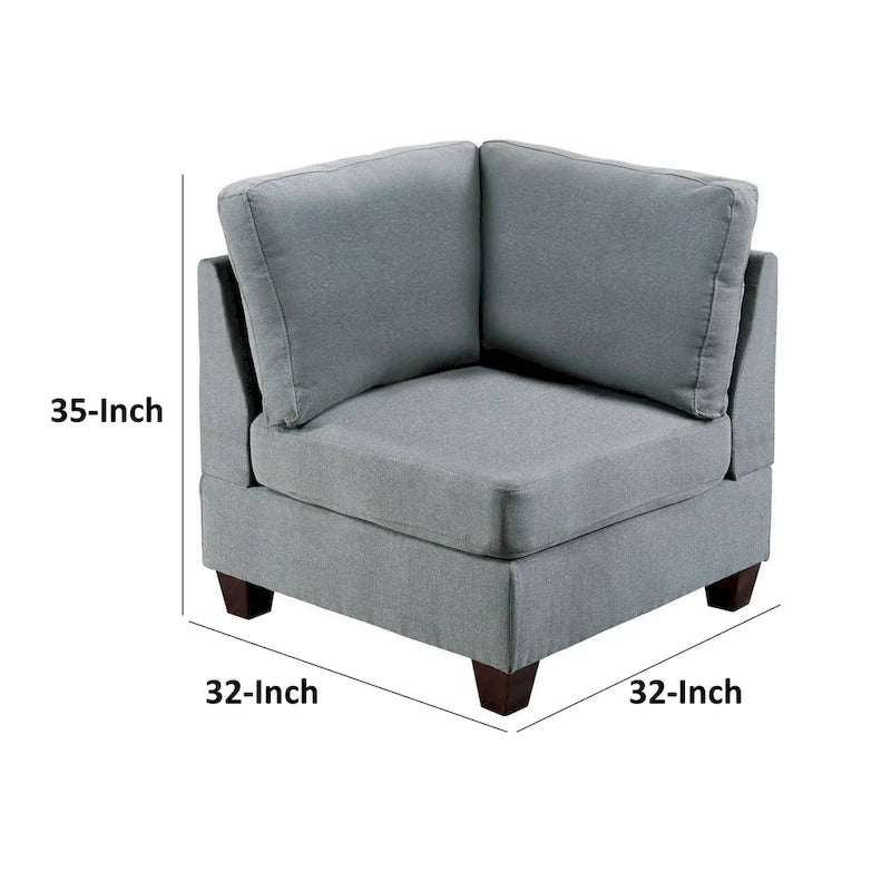 Poltrona angolare modulare Remy da 32 pollici, ciniglia grigio chiaro, legno massello