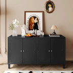 Mobile buffet credenza moderno nero opaco da 60 pollici con 4 ante e mobile contenitore ad accento