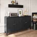Mobile buffet credenza moderno nero opaco da 60 pollici con 4 ante e mobile contenitore ad accento