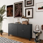 Mobile buffet credenza moderno nero opaco da 60 pollici con 4 ante e mobile contenitore ad accento
