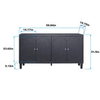 Mobile buffet credenza moderno nero opaco da 60 pollici con 4 ante e mobile contenitore ad accento