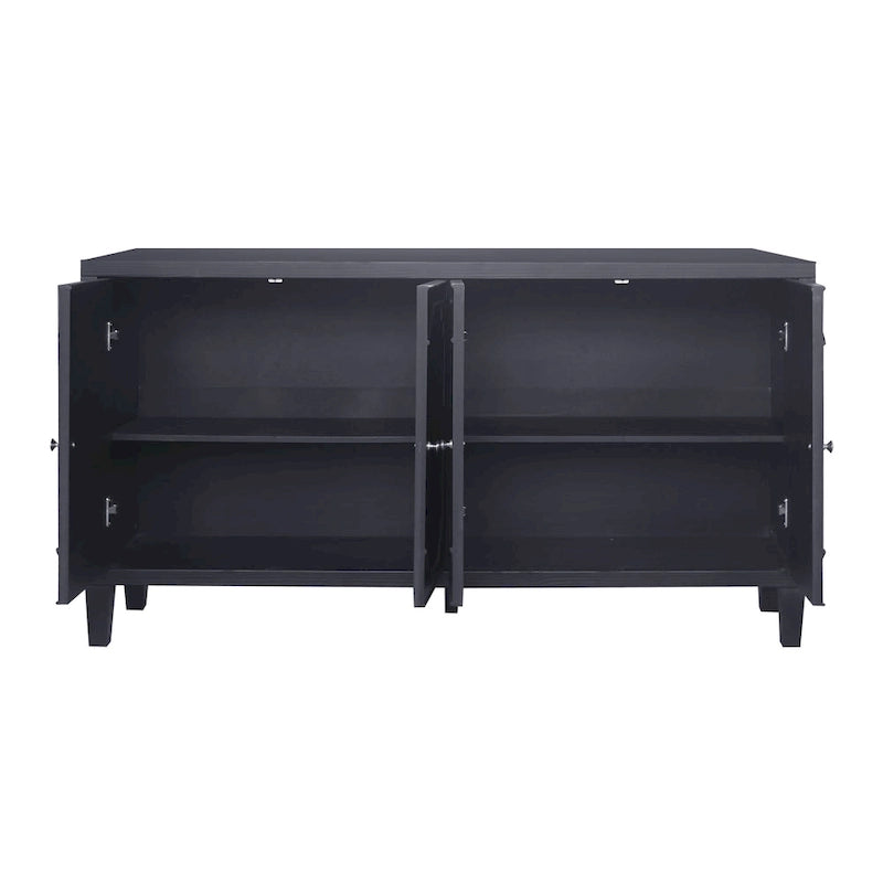 Mobile buffet credenza moderno nero opaco da 60 pollici con 4 ante e mobile contenitore ad accento