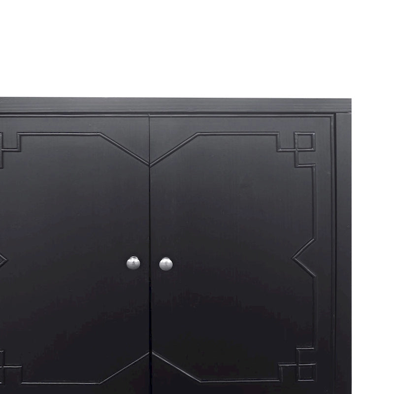 Mobile buffet credenza moderno nero opaco da 60 pollici con 4 ante e mobile contenitore ad accento