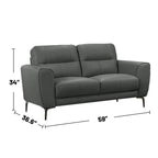 Divano a 2 posti in similpelle con gambe triangolari cromate