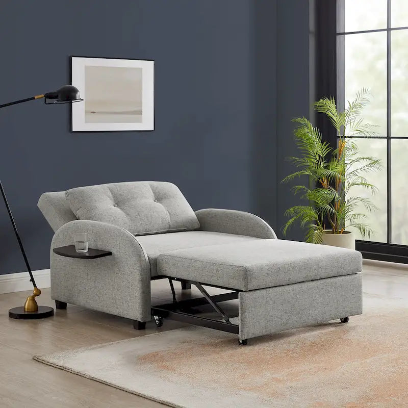 Letto convertibile largo imbottito Scarboro grigio