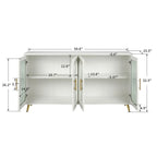 Credenza Buffet Grondin in Stile Moderno di Metà Secolo Larga 152 cm con Ante in Vetro Temperato Scanalato e Ripiani Regolabili