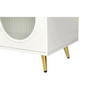 Credenza Buffet Grondin in Stile Moderno di Metà Secolo Larga 152 cm con Ante in Vetro Temperato Scanalato e Ripiani Regolabili
