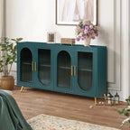 Credenza Buffet Grondin in Stile Moderno di Metà Secolo Larga 152 cm con Ante in Vetro Temperato Scanalato e Ripiani Regolabili
