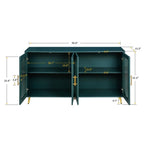 Credenza Buffet Grondin in Stile Moderno di Metà Secolo Larga 152 cm con Ante in Vetro Temperato Scanalato e Ripiani Regolabili