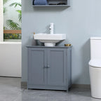 Mobiletto sottolavabo da bagno con 2 ante e ripiano, mobiletto da bagno per lavabo a colonna, grigio