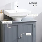 Mobiletto sottolavabo da bagno con 2 ante e ripiano, mobiletto da bagno per lavabo a colonna, grigio