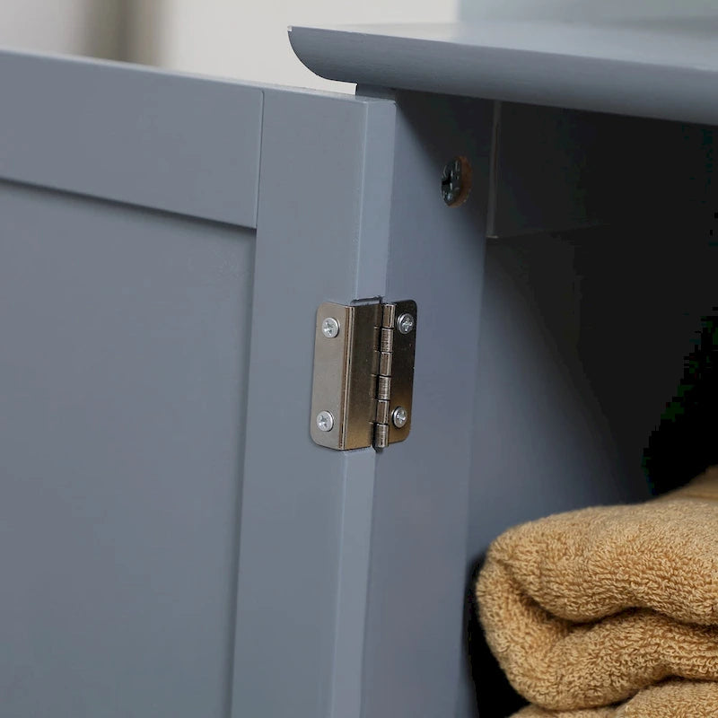 Mobiletto sottolavabo da bagno con 2 ante e ripiano, mobiletto da bagno per lavabo a colonna, grigio